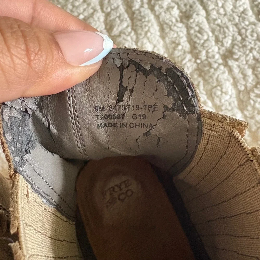Frye‎ and Co Odessa Boot Womens Taupe Leather Clog Chelsea Boots Wood Heel 9M